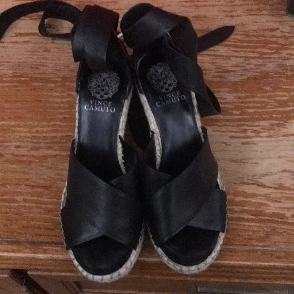 Vince Camuto Black Espadrille Wedges